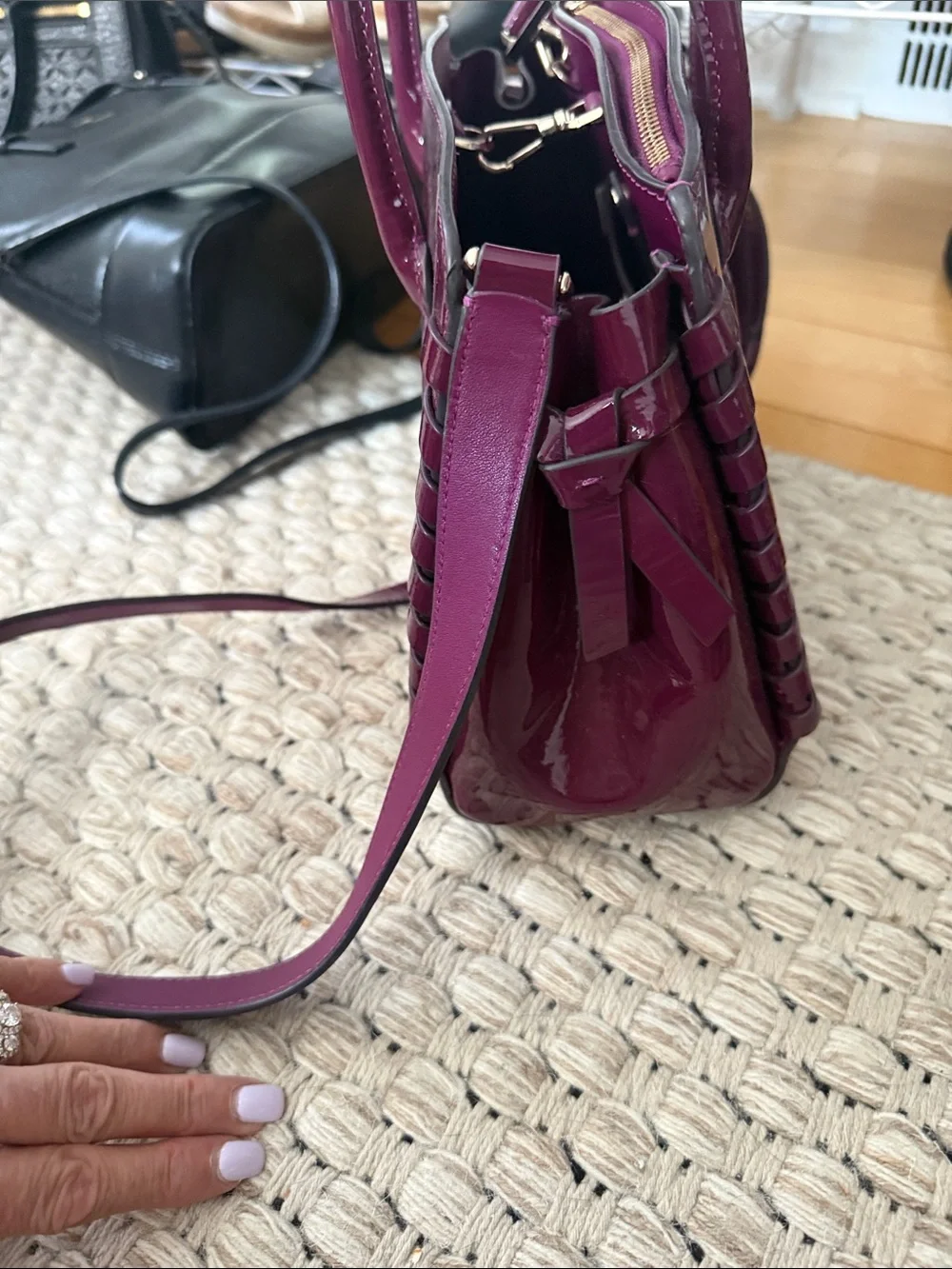 kate spade Glossy Patent Tote in Plum